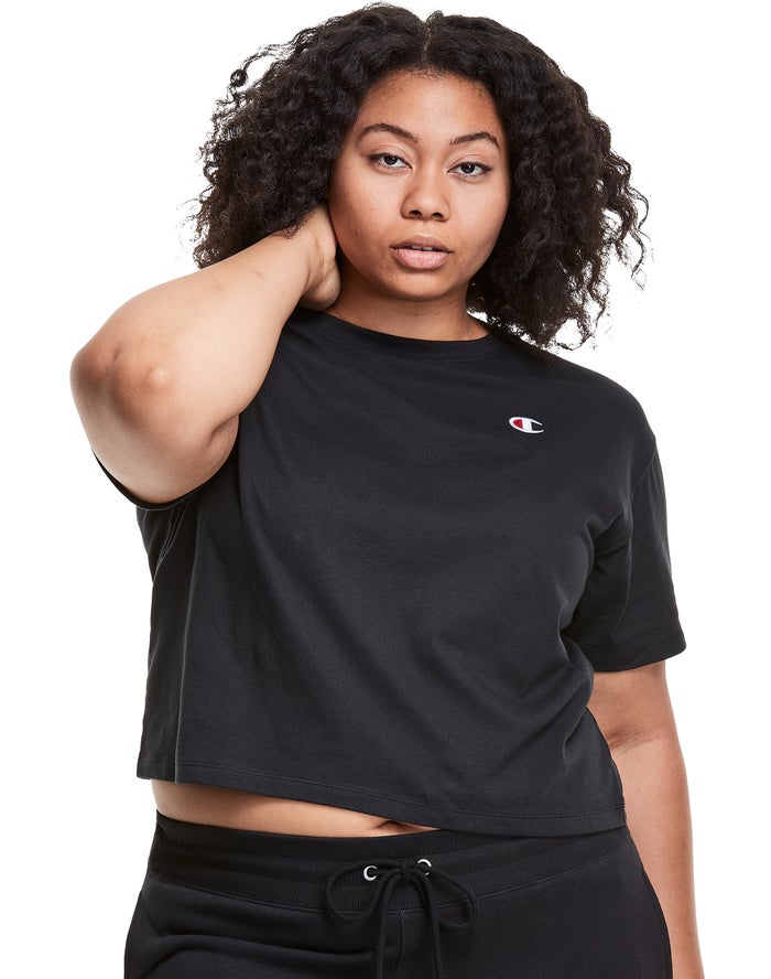 Champion T-Shirt Dames - Zwart - Plus Lightweight Cropped ( 052864-CEJ )